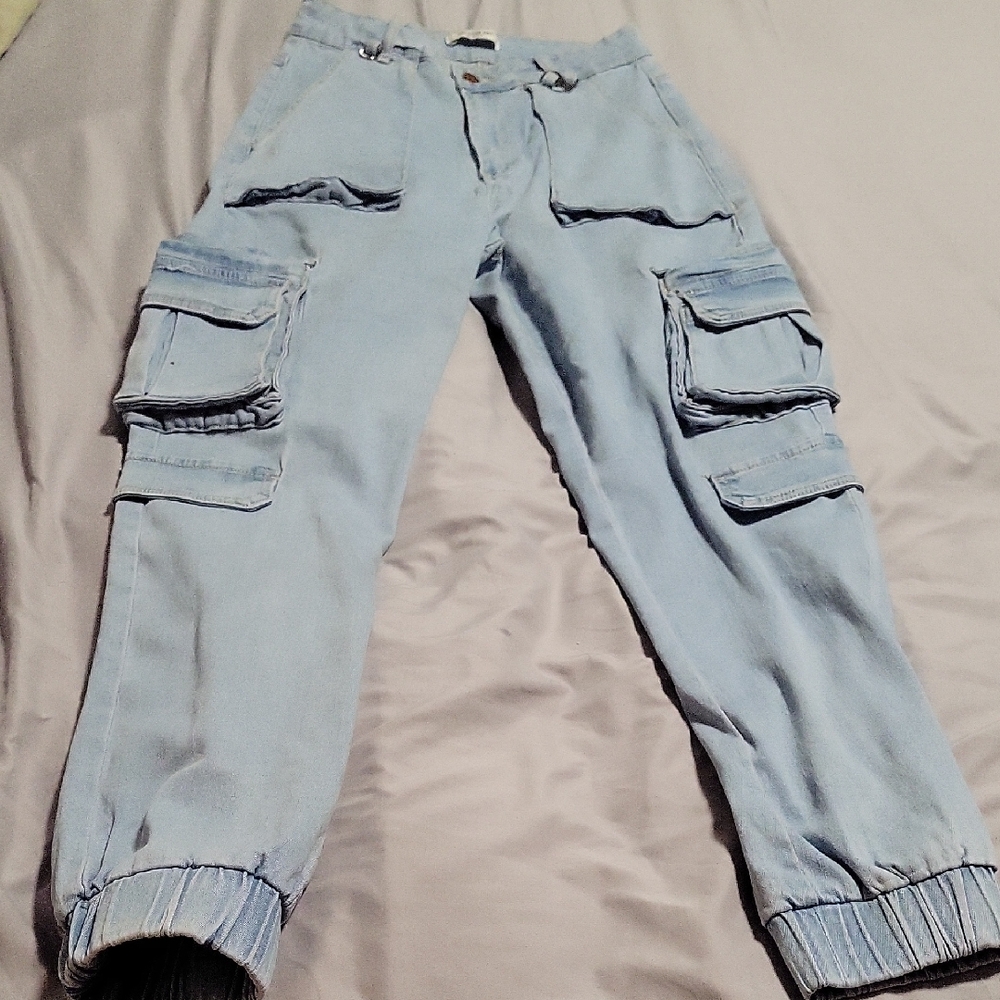 American Bazi Light Blue Cargo Jeans